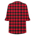 thumbnail image 6 of Qulqfy Gingham Tops for Women 3/4 Length Sleeve Spring Dressy Casual Shirts Fall Plaid V Neck Ruffle Trim Tops Blouses for Women L, 6 of 7