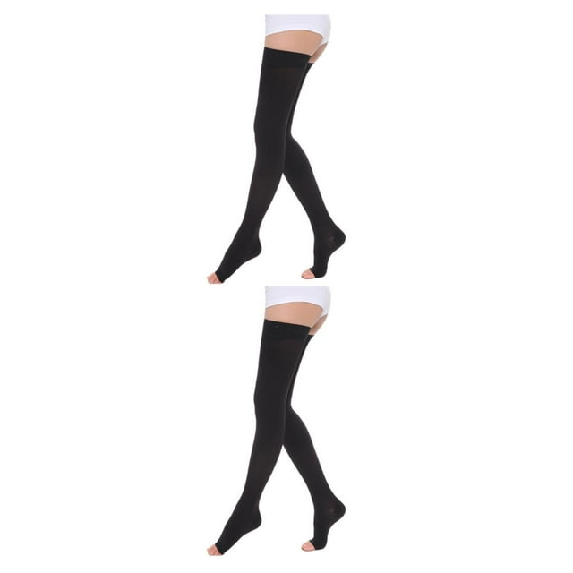 Wweixi Comfortable And Soft Compression Stockings Stay Active Stay Comfortable Open Toe-black L 2Set