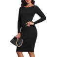 thumbnail image 4 of PrettyGuide Women's Boat Neck Bodycon Sweater Dress Long Sleeve Slim Fit Solid Ribbed Knit Midi Pullover Dresses, 4 of 7