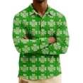 thumbnail image 4 of Men's St. Patrick's Day Shamrock Plaid Polo Collar Long Sleeve Pullover Top, 4 of 6