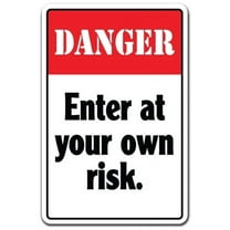 Danger Enter At Your Own Risk [3 Pack] of Vinyl Decal Stickers | 3.3" X 5" | Indoor/Outdoor | Funny decoration for Laptop, Car, Garage , Bedroom, Offices | SignMission