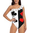 thumbnail image 1 of Bold Mod Design Of The Four Card Suits Ruffled One-Piece Swimsuit Women Sexy Monokini Swimwear New Beach Bathing Suits Mod, 1 of 5