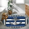 thumbnail image 3 of Round Rug 3.3Ft Washable Non-Slip, Navy Blue Anchor Circle Area Rugs for Living Room Bedroom, Nautical Summer Beach Coastal Ocean Indoor Floor Mats Carpet Runner for Home Decor Aesthetic, 3 of 8