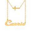 Personalized Script Name Necklace with Inner Hanging Cross