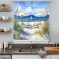 thumbnail image 5 of Coastal Nautical Wave Sheer Curtains 45 Inches Long, Ocean Oil Painting Beach Plant Light Filering Curtains, Breathable Simi Curtain Privacy Drapes for Kitchen Bathroom Small Window Treatment, 5 of 9
