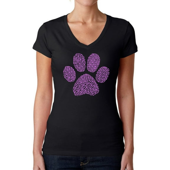 Women's Word Art V-Neck T-Shirt - XOXO Dog Paw