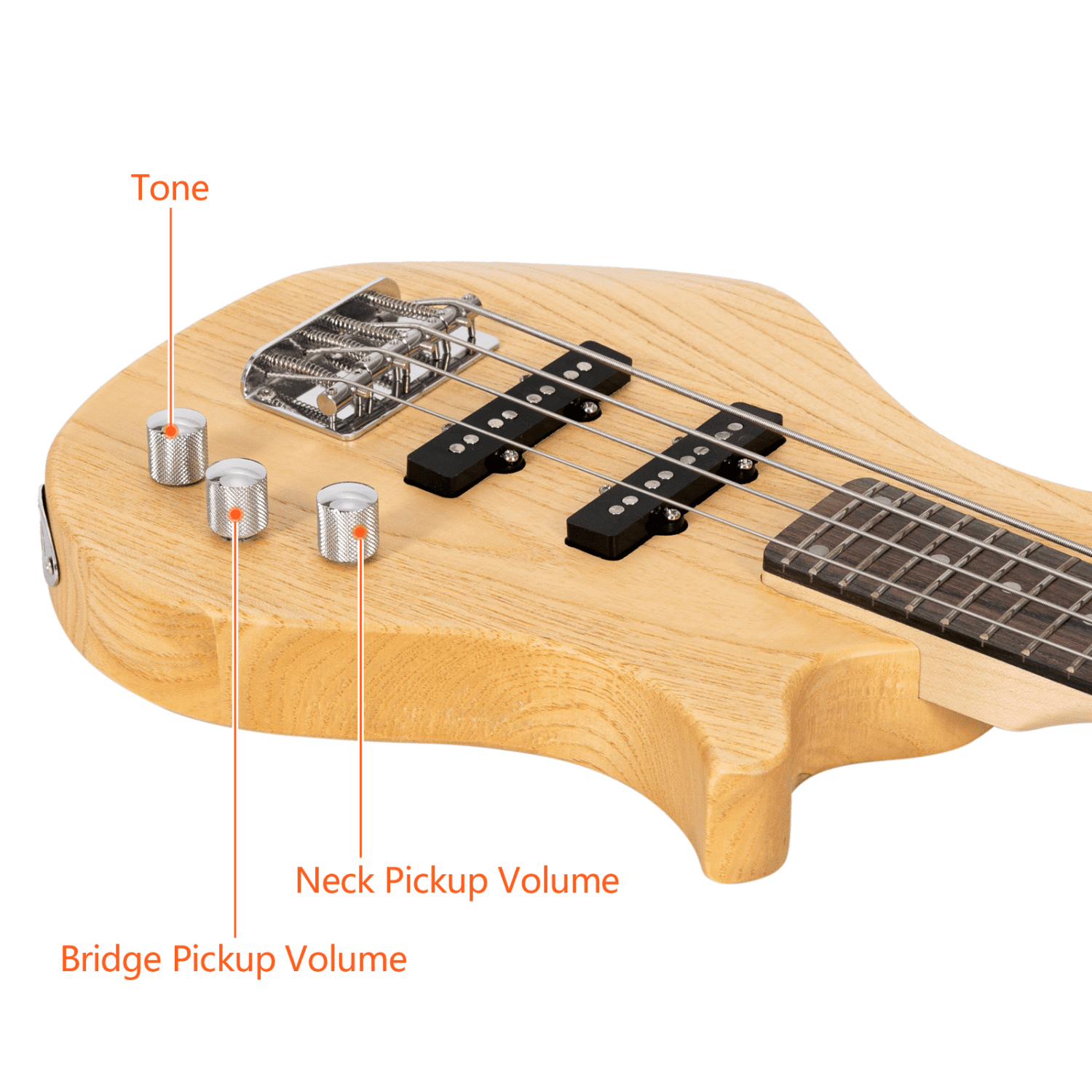 Hassch 36in Electric Bass Guitar, 4 String Beginner Starter Kit with Bag, Strap, Cable and Other Accessories, Burlywood