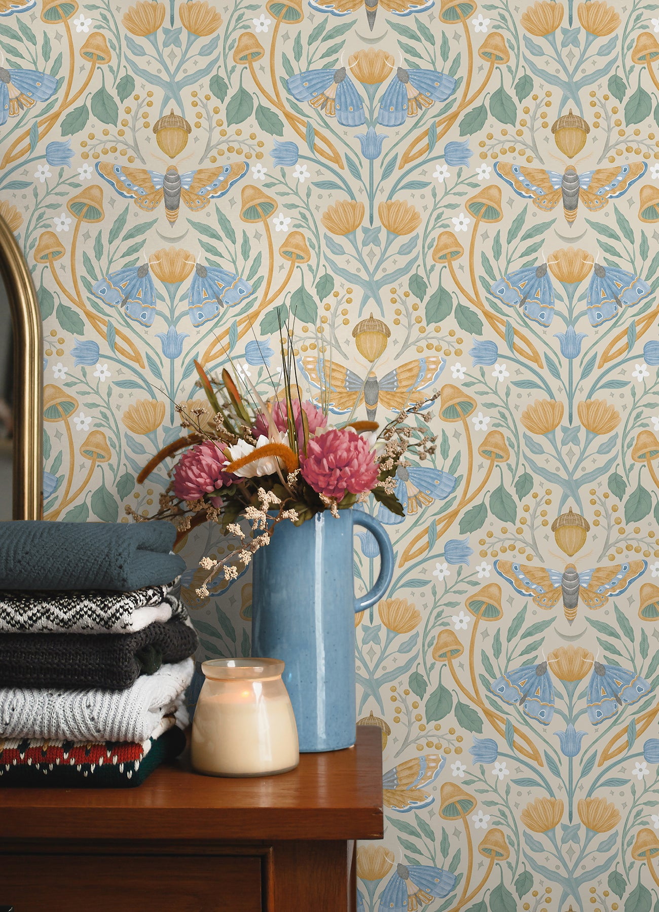 RoomMates Enchanted Forest Damask Black Peel and Stick Wallpaper, 1 roll