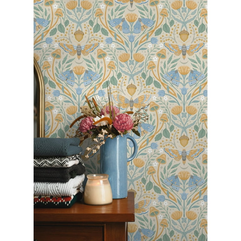 RoomMates Enchanted Forest Damask Black Peel and Stick Wallpaper, 1 roll