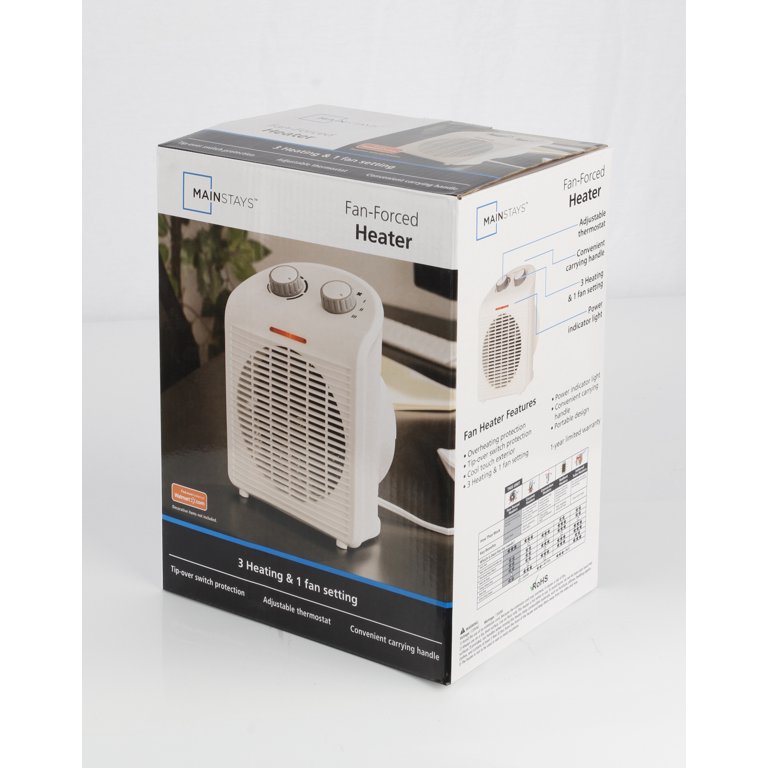 Mainstays Fan-Forced Heater, White Finish, FH-18W - Walmart.com