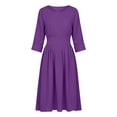 thumbnail image 4 of Omexry Elegant Dresses for Women Women's Summer Solid Color Round Neck Long Dress, 4 of 7