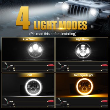 Ridroid 7" Round LED Halo Headlights With Projector For Chevy Camaro 67-81 & Jeep Wrangler