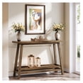 thumbnail image 6 of 41.3" Farmhouse Console Table, Solid Wood Entryway Table with Storage Shelf, 2 Tiers of Narrow Behind Couch Sofa Furniture for Living Room, Hallway, Foyer, Easy Assembly, Brown, 6 of 7