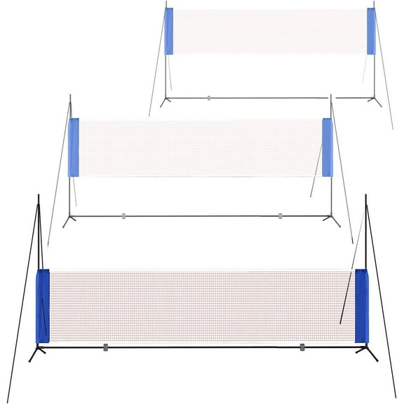 Portable Height Adjustable Badminton Volleyball Tennis Net Set Multi-Purpose Sports Equipment with Poles Stand and Carry Bag for Outdoor Garden Beach