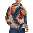 thumbnail image 2 of Wukai Sunset Ocean Watercolor Dolphin Print Men Hoodies Fleece Sweatshirts Long Sleeve Sweaters Pullover Fall Outfits Winter Clothes-4X-Large, 2 of 7