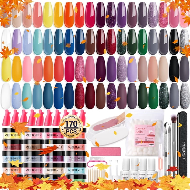 Kit de uñas en polvo AZUREBEAUTY 170 unidades con 36 colores y accesorios