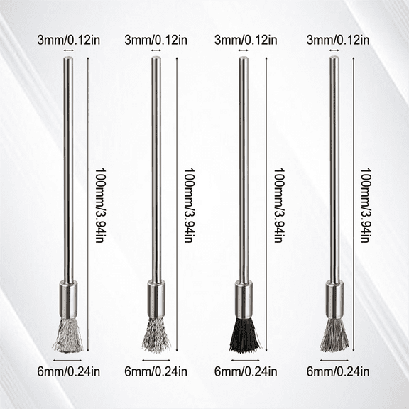 40 Pieces Extended Wire Brush for Cleaning, Steel Wire Cleaning End Brushes Rust Pen 3mm Mandrel Rust Paint Removal