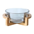 thumbnail image 1 of Cuenco para servir ensaladas Cuenco para comida con soporte de madera Cuenco elegante transparente para pasteles Cuenco para mezclar para bocadillos B, 1 of 9