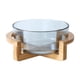 thumbnail image 1 of Cuenco para servir ensaladas Cuenco para comida con soporte de madera Cuenco elegante transparente para pasteles Cuenco para mezclar para bocadillos B, 1 of 9