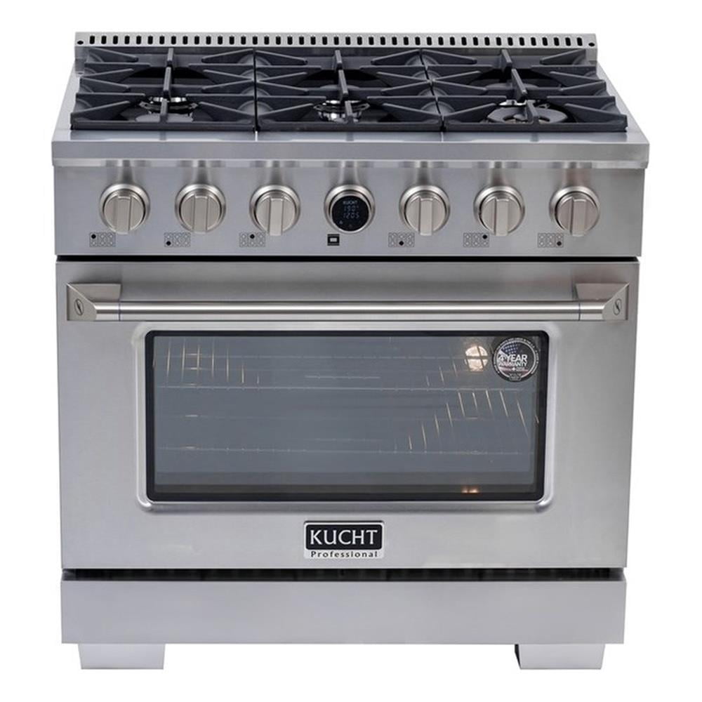 Pemberly Row 36" 5.2 cu. ft. 6 Burners Dual Fuel Range for Natural Gas in Steel