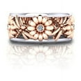 thumbnail image 3 of Womens Ring Copper Flower with Rose Gold Two-Tone Electroplated Gold Inlaid Gems European American Sunflower Chrysanthemum Design Ring for Ladies, 3 of 3