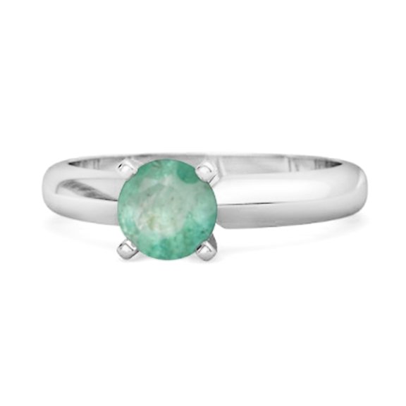 Solitaire 0.25 Cts Brilliant Cut Emerald 925 Sterling Silver Promise Women Valentines Day Gifts Ring