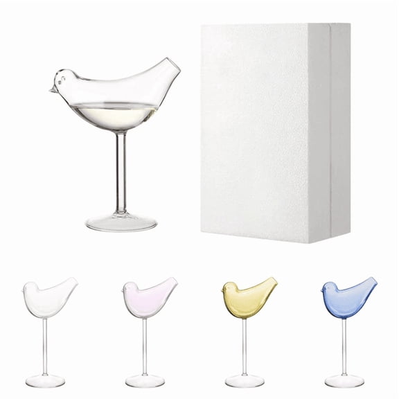 Bird Bam Glasses Set of 5 â 5oz Bird Shaped Glass, Unique Glass for Champagne, Mixed Drinks, Party Wedding Decor