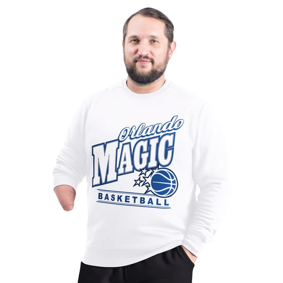 Men's G-III Sports by Carl Banks White Orlando Magic Adaptive Headliner Fleece Crewneck Sweatshirt