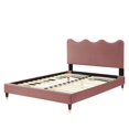 thumbnail image 4 of Platform Bed Frame, Twin Size, Pink, Velvet, Bedroom, Modern Contemporary Boutique HB35276, 4 of 12