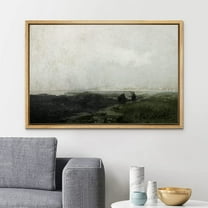 IDEA4WALL Framed Canvas Print Wall Art Brown Hill Over Foggy Terrain Scenic Wilderness Illustrations Modern Art Farmhouse/Country Landscape Cool for Living Room - 24"x36" Natural