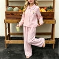 thumbnail image 6 of Amidoa Girls Summer Outfits 2 Piece Cute Long Sleeve Homewear Top and Casual Pants Kids Clothing Sets Pink Size 1, 6 of 8