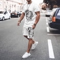 thumbnail image 3 of Nueva camiseta de manga corta + pantalón corto con estampado 3D de grafiti de animales para hombre de verano, traje deportivo informal, 3 of 5