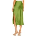 thumbnail image 4 of Ediodpoh Satin Midi Skirt Womens High Waist Solid Color Casual Slit Skirt with Elastic Waist Long Skirts for Women Mint Green S, 4 of 4