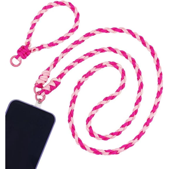 Set of 2 Phone Chain Crossbody Straps Hot Pink Cord Crossbody Cellphone Strap Lanyard Wrist Strap Phone Purse Chains with Alloy Clasps for Women Gift Shopping Travel Party
