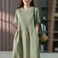 thumbnail image 4 of Vedolay Elegant Dresses for Women Women Casual Spring Summer Dresses V Neck 3/4 Long Sleeve Ruffle Floral Flowy Boho Mini Short Beach Dress,Green L, 4 of 5