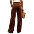 thumbnail image 5 of TEAJOPSUU Velour Pants for Women Winter Loungewear Palazzo Pants Velour Drawstring Wide Leg Sweatpants with Pockets Coffee, 5 of 8