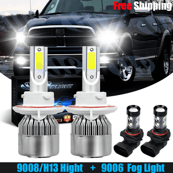 6000K LED Headlight Fog Light Bulbs Kit for Dodge Ram 1500 2500 3500 2006-2008
