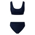 thumbnail image 5 of Xmyrz Swimsuit Women Bathing Suits Two Piece Scoop Neck Solid Recreation Brief Crop High Waist Bottoms Swimsuit Sets Swimwear, 5 of 7
