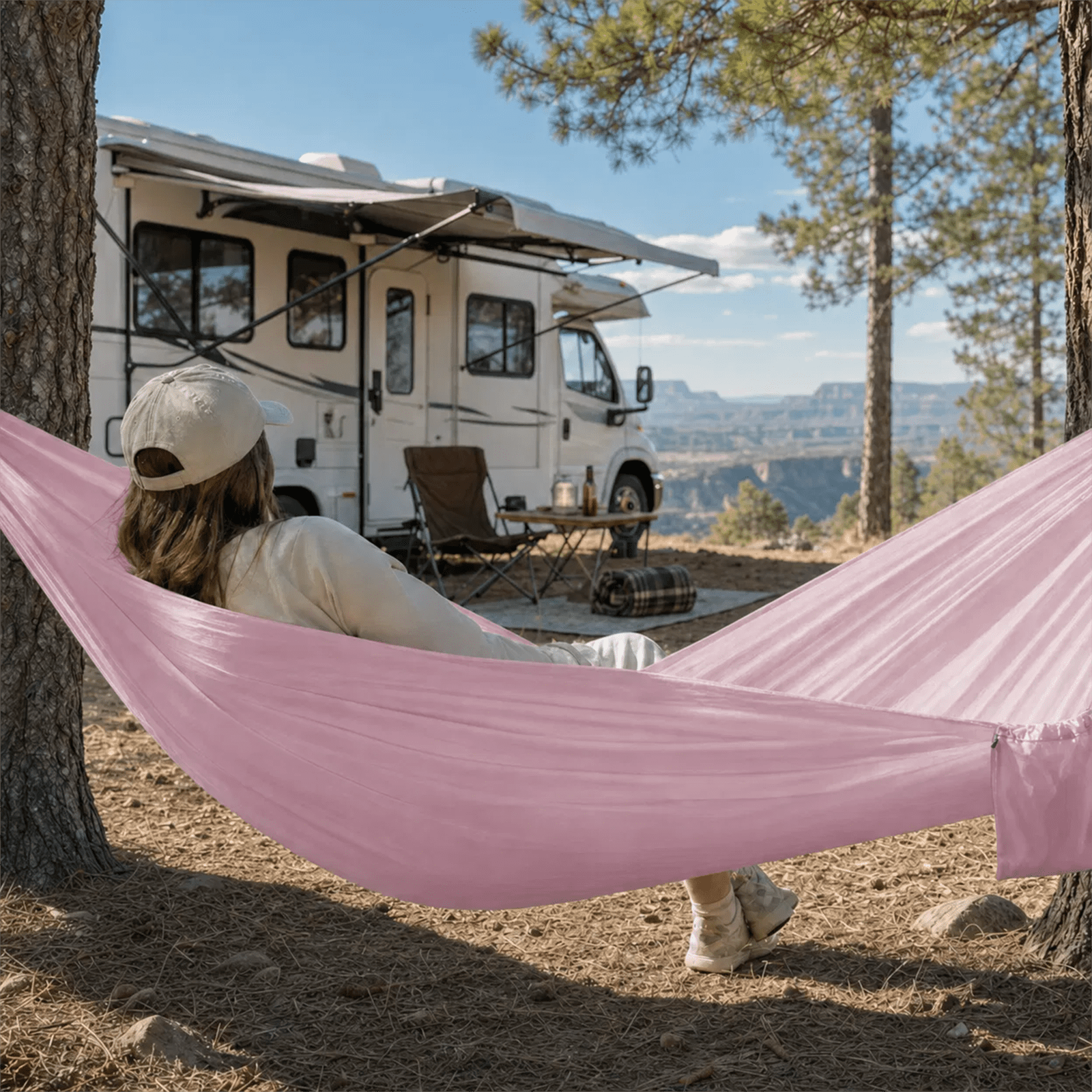 Sunyear 10 oz Camping Hammock - Portable Ripstop 20D Nylon Hammock 600lbs with Patent Quick-Adjust Buckles & Two 10 ft Straps for Camping, Hiking, Backpacking, Backyard