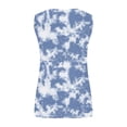 thumbnail image 4 of Plus Size Tank Tops for Women Casual Henley Sleeveless Shirts Floral Print Summer Button down Loose Tops (2XL, Blue), 4 of 5