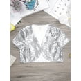 thumbnail image 5 of MSemis Girls Sparkle Sequins Bolero Shrug Open Front Short Cardigan Jacket Silver 6, 5 of 6