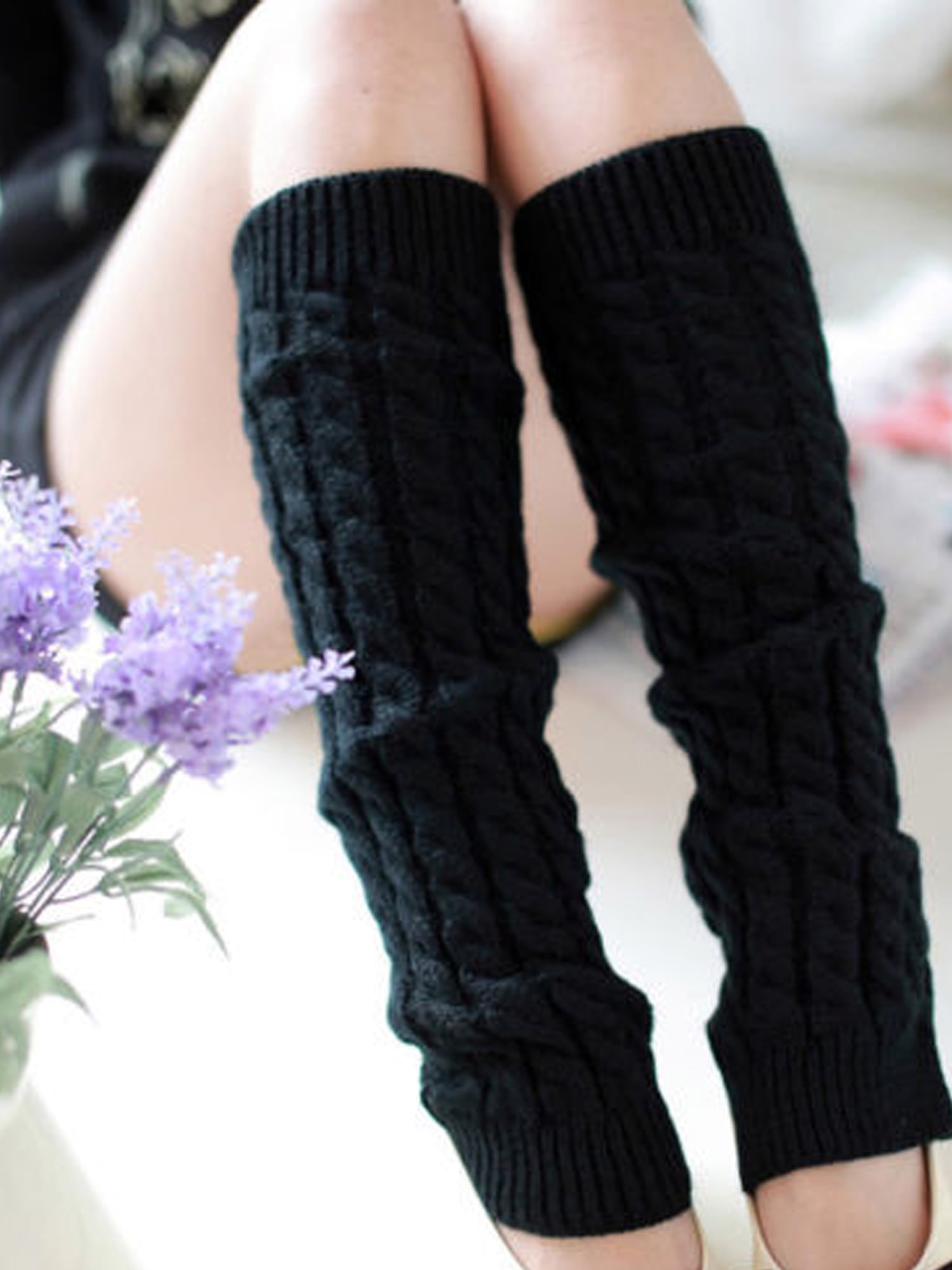 Women Winter Warm Knitted High Knee Leg Warmers Crochet Leggings Boot Cuff Socks