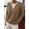 thumbnail image 3 of DOKOTOO Sweaters for Women Casual Crewneck Long Sleeve Layered Sweater Tops Lightweight Knit Pullover Shirt Soft Fall Winter Top S-2XL, 3 of 10