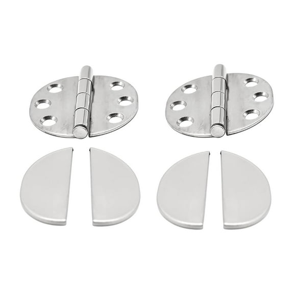 MARINE CITY 316 Grade Stainless Steel Flush 65 mm Strap Round Side Hinges with Hinges Cover for Marines  Boats  Yachts  Kayaks Pack of 2