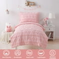 thumbnail image 2 of Pink Toddler Bedding Set for Girls 4-Piece Boho Tufted Toddler Comforter Set Jacquard Tufts Bed-in-a-Bag Crib Toddler Bed Sheet Set for Kids with Comforter, Flat Sheet, Fitted Sheet, Pillowcase, 2 of 9