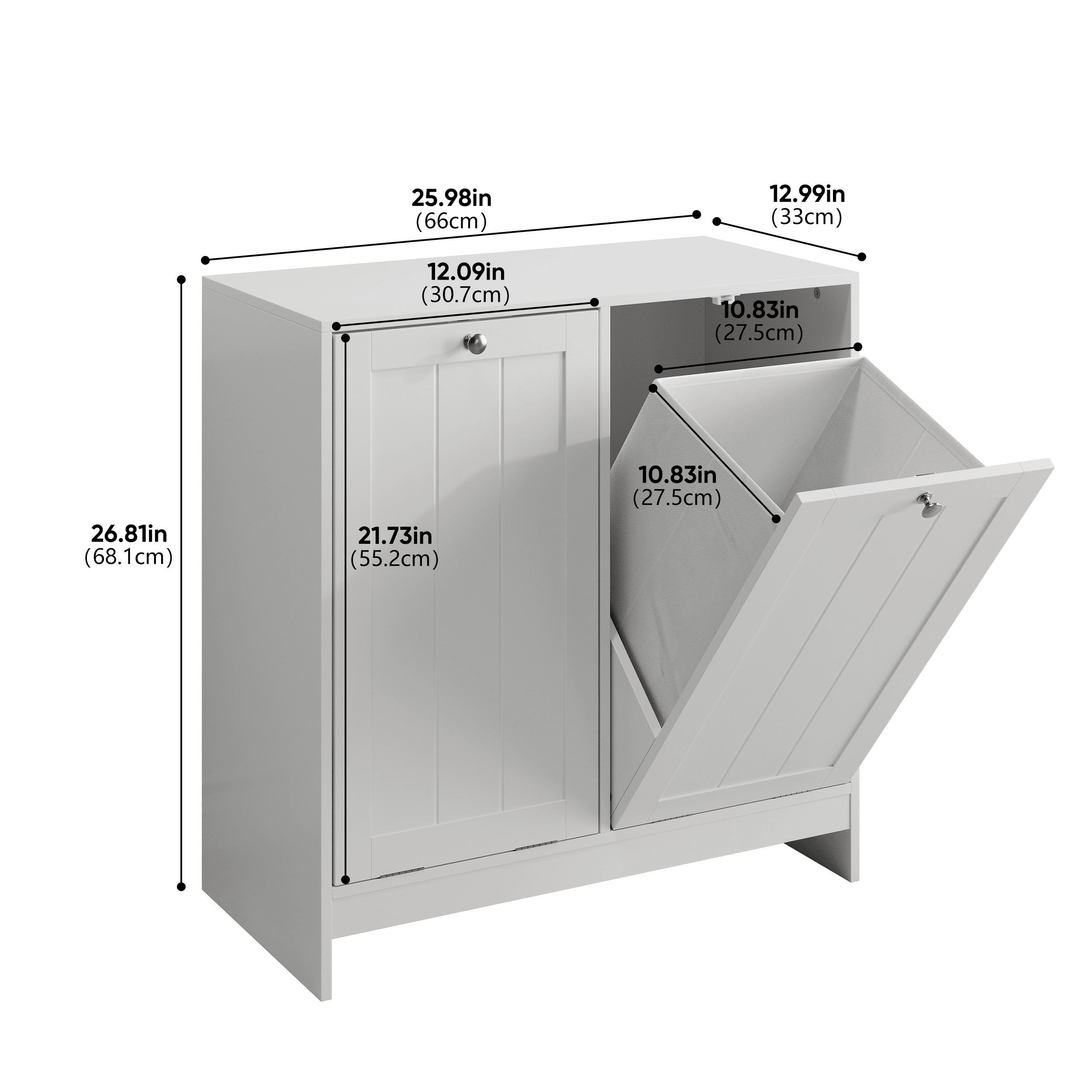 Hidden Laundry Hamper Cabinet with Tilt-Out Removable Basket