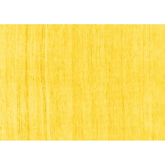 Ahgly Company Machine Washable Indoor Rectangle Solid Yellow Modern Area Rugs, 6' x 9'
