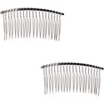thumbnail image 1 of wonim44 2 Pcs Wedding Veil Hair Side Comb Metal Black Twist Wire Curved Classic French Styling 20 Teeth Hair Pin Clamp for Fine Hair Women Girl DIY Bridal Hair Accessories (Silver), 1 of 1