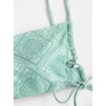 thumbnail image 6 of ZAFUL Women Swimsuit Paisley Print Lace Up High Waisted Tankini Swimwear Light Green S, 6 of 7