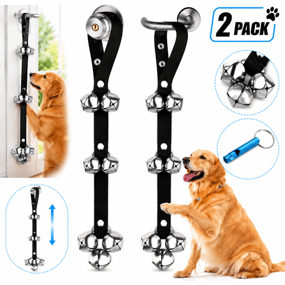 Emlimny Dog door bells,Adjustable Door Bell Length for Small Medium and Large Dogs,puppy bells for door potty training,Black(2Pack)